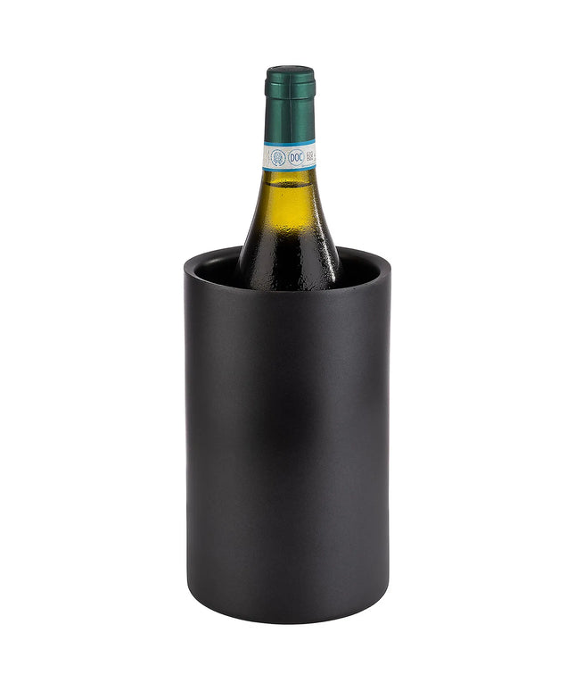 GGM Gastro Single‑Bottle Wine & Champagne Cooler - LEVANTE - Stainless Steel - Ø120mm - Height:200mm - Black