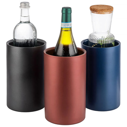 GGM Gastro Single‑Bottle Wine & Champagne Cooler - LEVANTE - Stainless Steel - Ø120mm - Height:200mm - Black