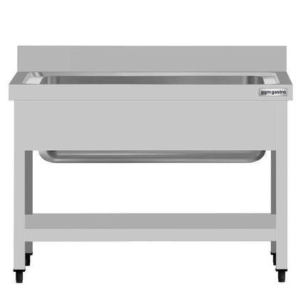 GGM Gastro Stainless Steel Commercial Sink Unit ECO - 1000x700mm - with Undershelf & Single Bowl - with Upstand
