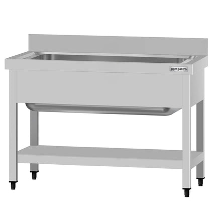 GGM Gastro Stainless Steel Commercial Sink Unit ECO - 1000x700mm - with Undershelf & Single Bowl - with Upstand