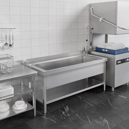 GGM Gastro Stainless Steel Commercial Sink Unit ECO - 1000x700mm - with Undershelf & Single Bowl - with Upstand
