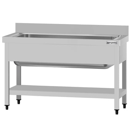 GGM Gastro Stainless Steel Commercial Sink Unit ECO - 1200x700mm - with Undershelf & Single Bowl - with Upstand