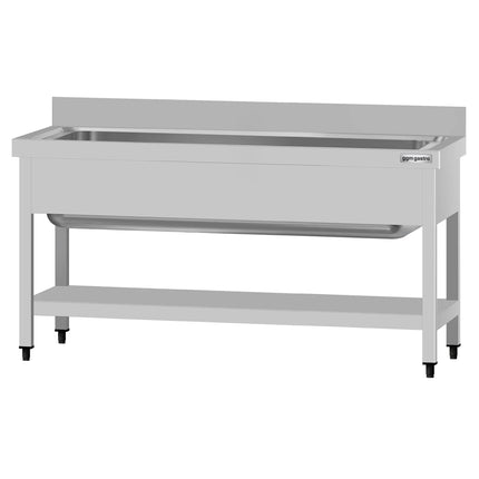 GGM Gastro Stainless Steel Commercial Sink Unit ECO - 1400x700mm - with Undershelf & Single Bowl - with Upstand