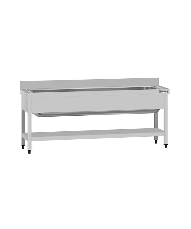 GGM Gastro Stainless Steel Commercial Sink Unit ECO - 1800x700mm - with Undershelf & Single Bowl - with Upstand