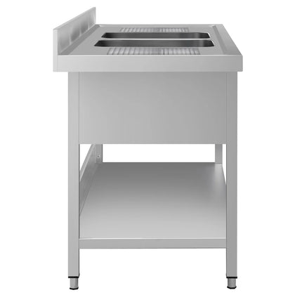 GGM Gastro Stainless Steel Commercial Sink Unit ECO - 2000x600mm - with Double Bowl Centre - with Undershelf