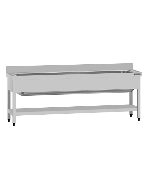 GGM Gastro Stainless Steel Commercial Sink Unit ECO - 2000x700mm - with Undershelf & Single Bowl - with Upstand