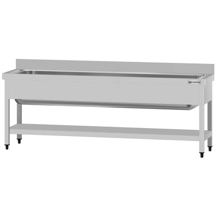 GGM Gastro Stainless Steel Commercial Sink Unit ECO - 2000x700mm - with Undershelf & Single Bowl - with Upstand