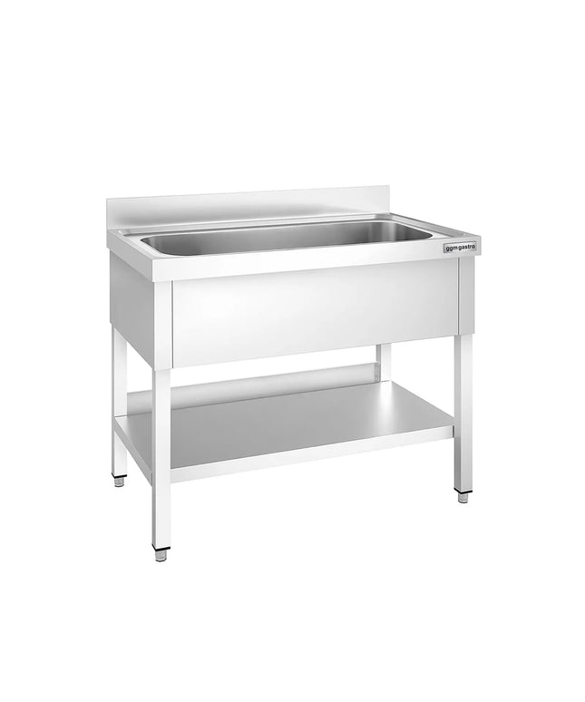 GGM Gastro Stainless Steel Commercial Sink Unit PREMIUM - 1000x700mm - with Undershelf & Single Bowl - with Upstand