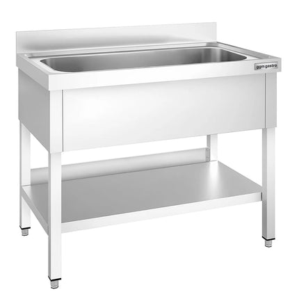 GGM Gastro Stainless Steel Commercial Sink Unit PREMIUM - 1000x700mm - with Undershelf & Single Bowl - with Upstand