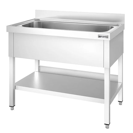 GGM Gastro Stainless Steel Commercial Sink Unit PREMIUM - 1000x700mm - with Undershelf & Single Bowl - with Upstand