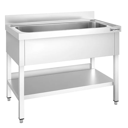 GGM Gastro Stainless Steel Commercial Sink Unit PREMIUM - 1200x600mm - with Undershelf & Single Bowl - with Upstand