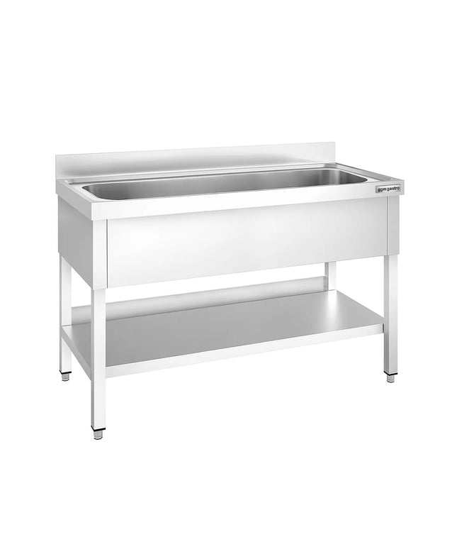 GGM Gastro Stainless Steel Commercial Sink Unit PREMIUM - 1400x600mm - with Undershelf & Single Bowl - with Upstand