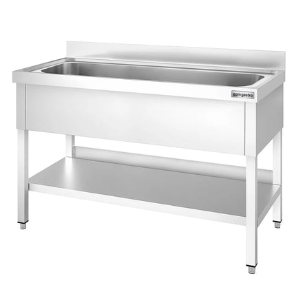 GGM Gastro Stainless Steel Commercial Sink Unit PREMIUM - 1400x700mm - with Undershelf & Single Bowl