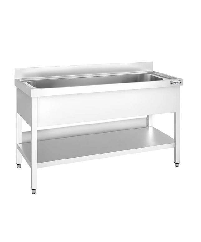 GGM Gastro Stainless Steel Commercial Sink Unit PREMIUM - 1600x600mm - with Undershelf & Single Bowl - with Upstand