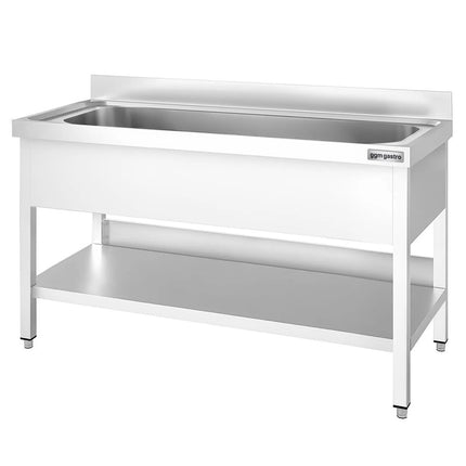 GGM Gastro Stainless Steel Commercial Sink Unit PREMIUM - 1600x600mm - with Undershelf & Single Bowl - with Upstand