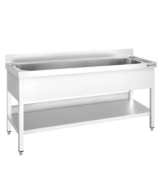 GGM Gastro Stainless Steel Commercial Sink Unit PREMIUM - 2000x700mm - with Undershelf & Single Bowl - with Upstand