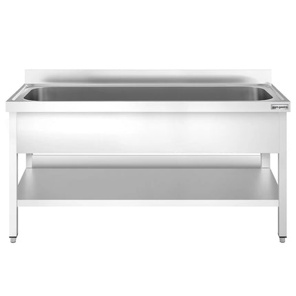 GGM Gastro Stainless Steel Commercial Sink Unit PREMIUM - 2000x700mm - with Undershelf & Single Bowl - with Upstand