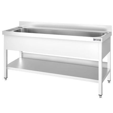 GGM Gastro Stainless Steel Commercial Sink Unit PREMIUM - 2000x700mm - with Undershelf & Single Bowl - with Upstand