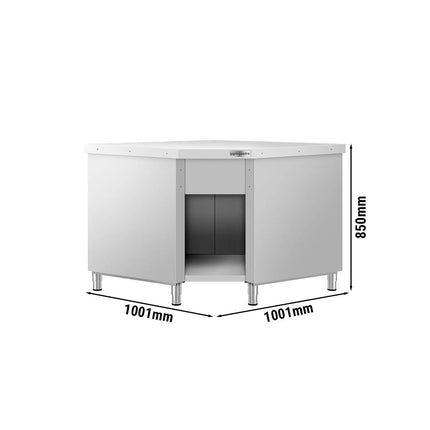 GGM Gastro Stainless Steel Corner Floor Cupboard KOPENHAGEN - 1001x1001mm