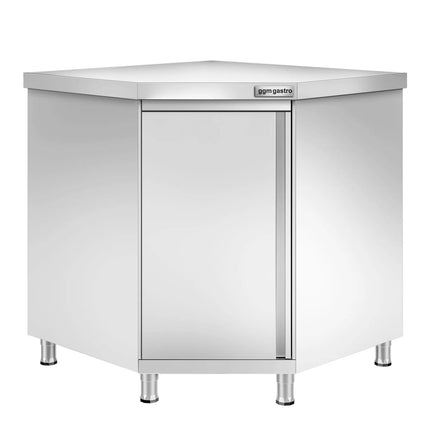 GGM Gastro Stainless Steel Corner Floor Cupboard PREMIUM - 1000x1000mm - with Hinged Doors