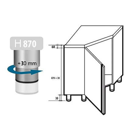 GGM Gastro Stainless Steel Corner Floor Cupboard PREMIUM - 1000x1000mm - with Hinged Doors