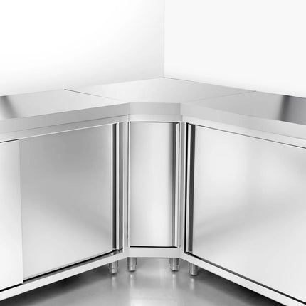 GGM Gastro Stainless Steel Corner Floor Cupboard PREMIUM - 1000x1000mm - with Hinged Doors