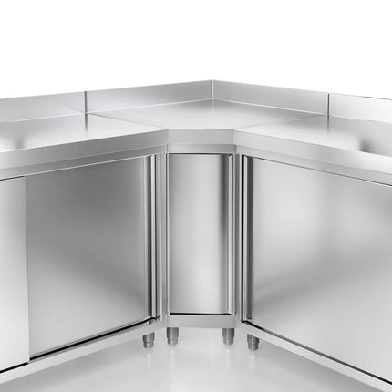 GGM Gastro Stainless Steel Corner Floor Cupboard PREMIUM - 1150x1150mm