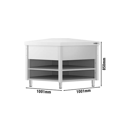 GGM Gastro Stainless Steel Corner Table KOPENHAGEN - 1001x1001mm