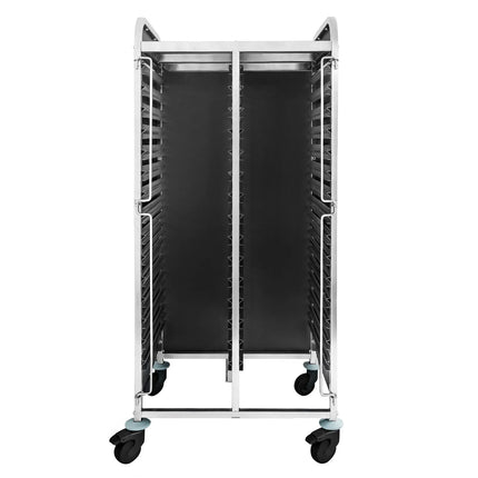 GGM Gastro Stainless Steel Double Gastronorm Racking Trolley - 30-Level - for 30 x GN 1/1 Trays - with low-noise braked castors