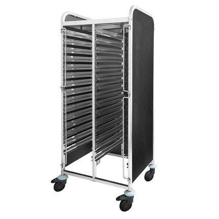 GGM Gastro Stainless Steel Double Gastronorm Racking Trolley - 30-Level - for 30 x GN 1/1 Trays - with low-noise braked castors
