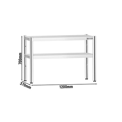 GGM Gastro Stainless Steel double Overshelf  - 1200x370mm - height-adjustable