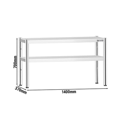 GGM Gastro Stainless Steel double Overshelf  - 1400x370mm - height-adjustable