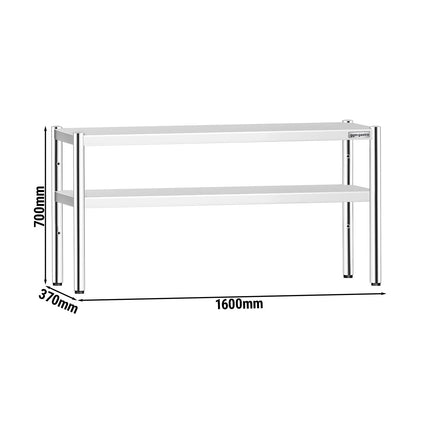 GGM Gastro Stainless Steel double Overshelf  - 1600x370mm - height-adjustable
