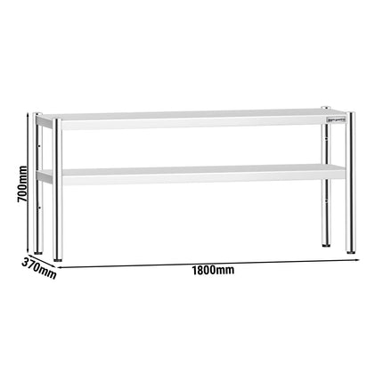 GGM Gastro Stainless Steel double Overshelf  - 1800x370mm - height-adjustable