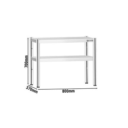 GGM Gastro Stainless Steel double Overshelf - 2 Tier - 800x370mm - height-adjustable