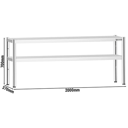 GGM Gastro Stainless Steel double Overshelf  - 2000x370mm - height-adjustable