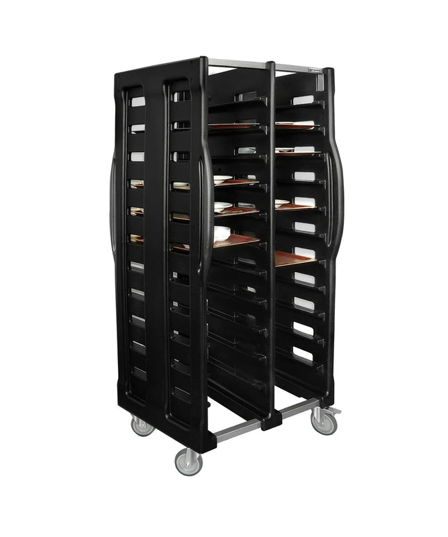 GGM Gastro Stainless Steel Double Tray Trolley - 24-Level - for 24 x 530x370mm Trays - with low-noise braked castors