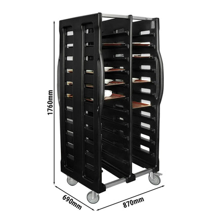 GGM Gastro Stainless Steel Double Tray Trolley - 24-Level - for 24 x 530x370mm Trays - with low-noise braked castors