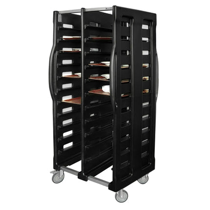 GGM Gastro Stainless Steel Double Tray Trolley - 24-Level - for 24 x 530x370mm Trays - with low-noise braked castors