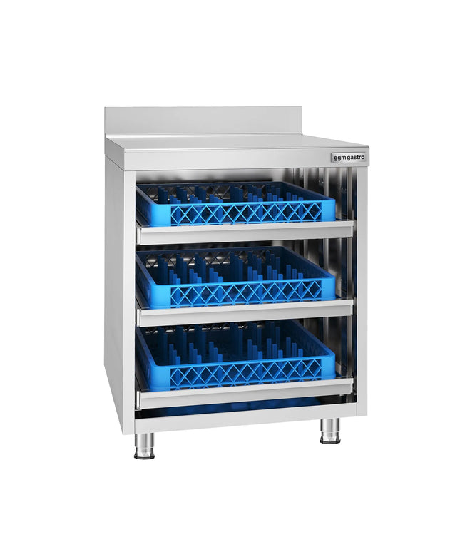 GGM Gastro Stainless Steel Floor Cupboard - 647x600mm - with 3 Drawers & Upstand