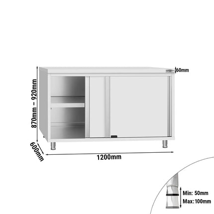 GGM Gastro Stainless Steel Floor Cupboard ECO - 1200x600mm - with Sliding Doors
