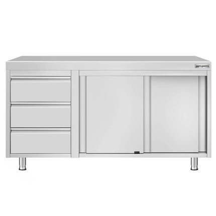 GGM Gastro Stainless Steel Floor Cupboard ECO - 1400x600mm - with 3 Drawers left