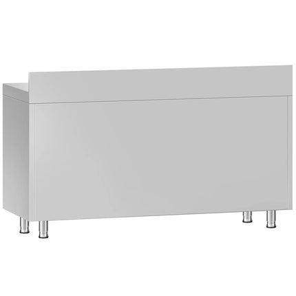 GGM Gastro Stainless Steel Floor Cupboard ECO - 1400x600mm - with Sliding Doors | with 3 Drawers left & Upstand