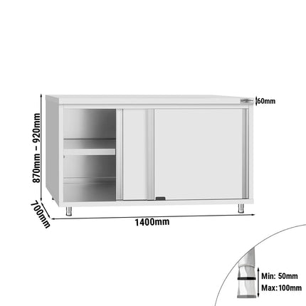 GGM Gastro Stainless Steel Floor Cupboard ECO - 1400x700mm - with Sliding Doors