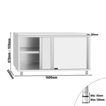 GGM Gastro Stainless Steel Floor Cupboard ECO - 1600x600mm - with Sliding Doors