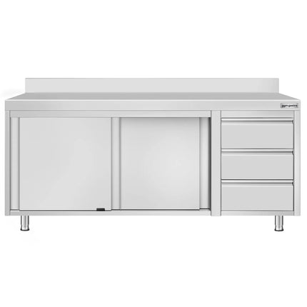 GGM Gastro Stainless Steel Floor Cupboard ECO - 2000x600mm - with 3 Drawers right & Upstand