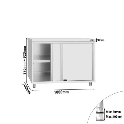 GGM Gastro Stainless Steel Floor Cupboard Flex ECO - 1000x700mm - with Sliding Doors