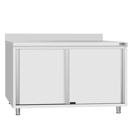 GGM Gastro Stainless Steel Floor Cupboard Flex ECO - 1200x700mm - with Sliding Doors & Upstand