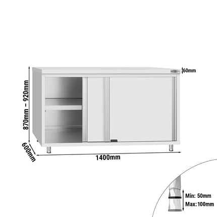 GGM Gastro Stainless Steel Floor Cupboard Flex ECO - 1400x600mm - with Sliding Doors