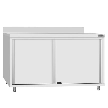 GGM Gastro Stainless Steel Floor Cupboard Flex ECO - 1400x700mm - with Sliding Doors & Upstand